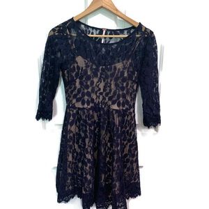 Free People navy laced dress size 0